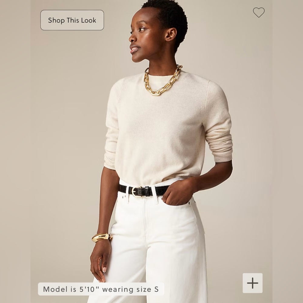 JCrew Cashmere classic-fit crewneck sweater in cream; size M
